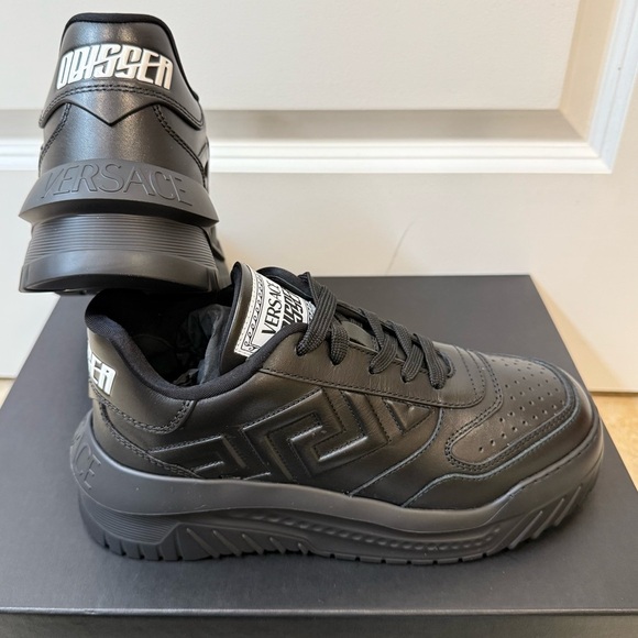 Versace Other - Versace Shoes Men's Size 39.5 Womens 9 Greca Calf Leather Odyssey Sneakers NWB